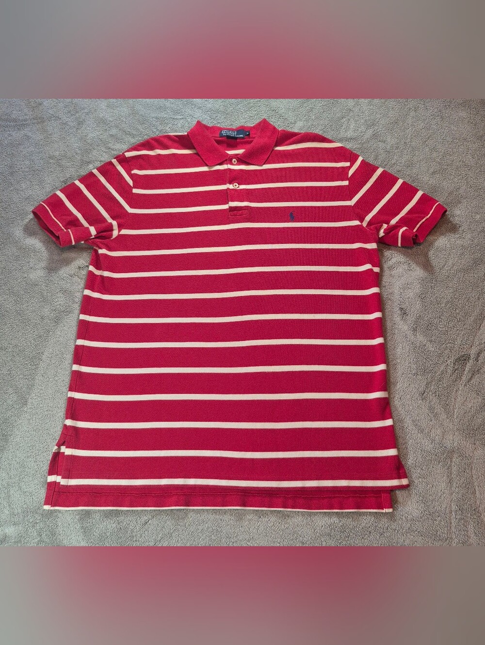 Polo by Ralph Lauren Red and White Striped Polo Shirt